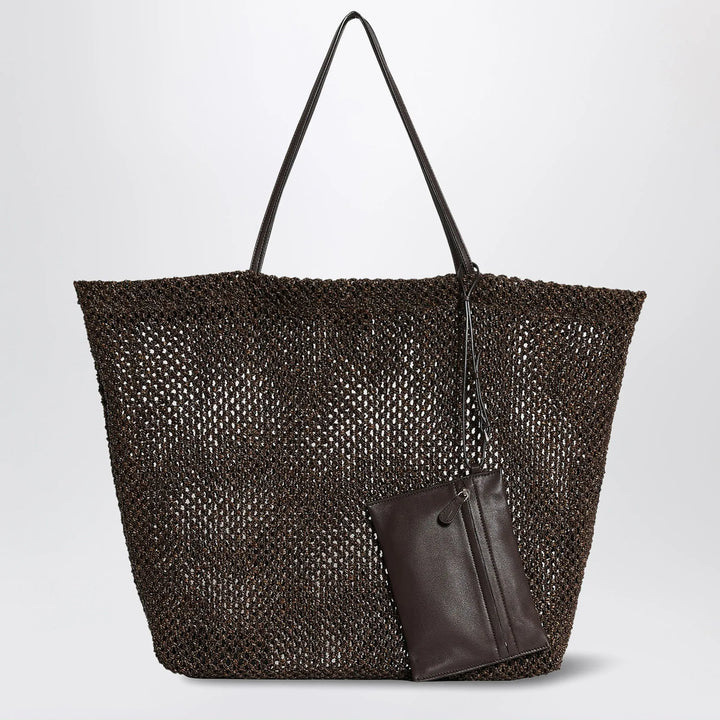 The Row - Geometric crochet nylon tote bag in dark brown Brand Apparel &amp; Accessories TU
