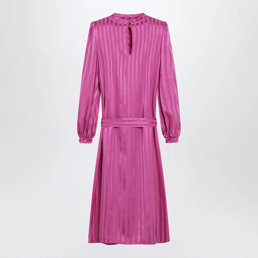 Valentino - Fuchsia silk jacquard midi dress Brand Apparel & Accessories