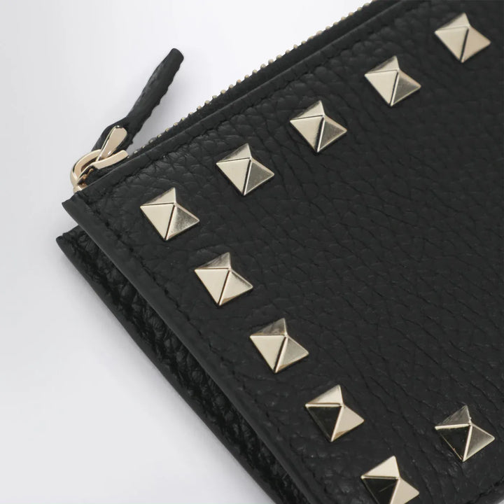 Valentino Garavani - Black leather Rockstud zip card holder Brand Apparel &amp; Accessories TU