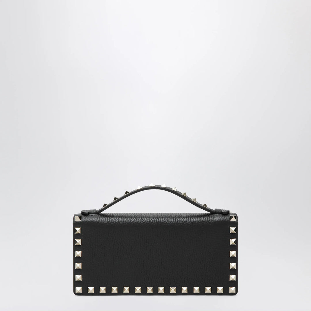Valentino Garavani - Black Rockstud Leather Wallet with Chain Brand Apparel &amp; Accessories U