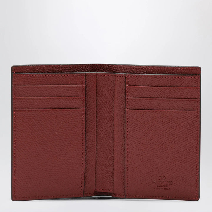 Valentino Garavani - Dark red Vlogo card holder in grained leather Brand Apparel &amp; Accessories U