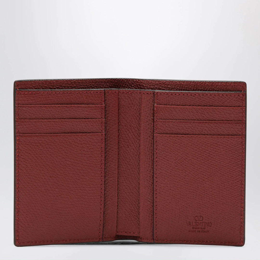 Valentino Garavani - Dark red Vlogo card holder in grained leather Brand Apparel &amp; Accessories U