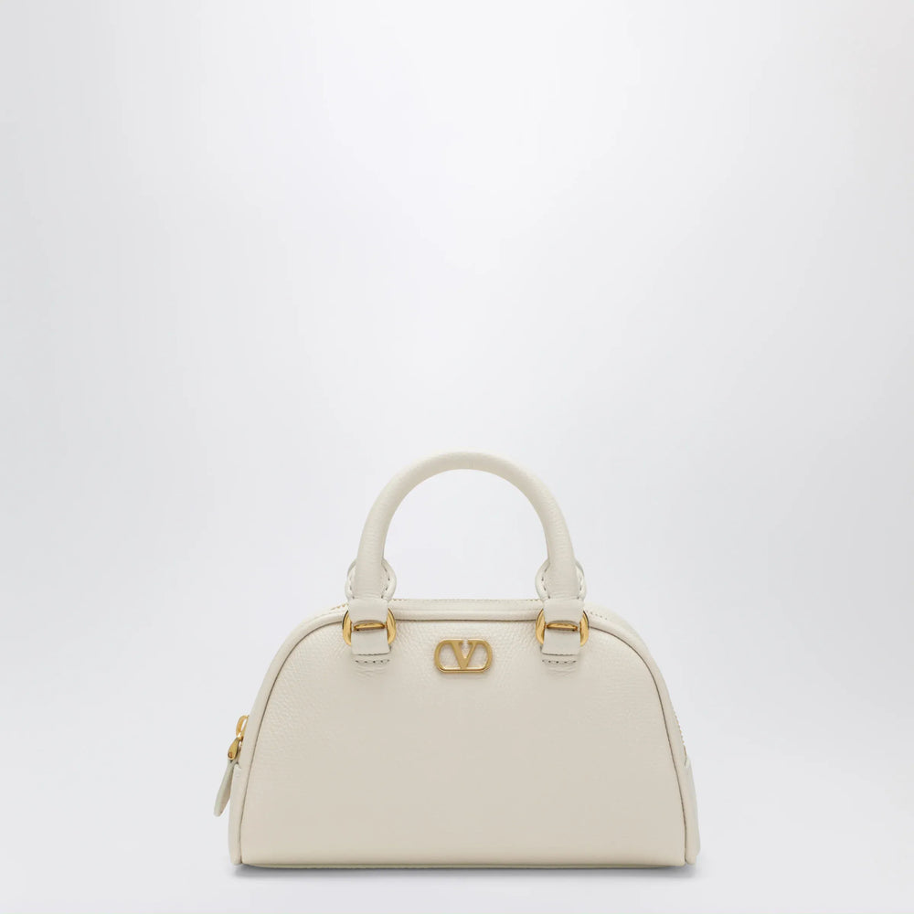 Valentino Garavani - Ivory VLogo Signature mini duffle bag in grained calfskin Brand Apparel & Accessories TU