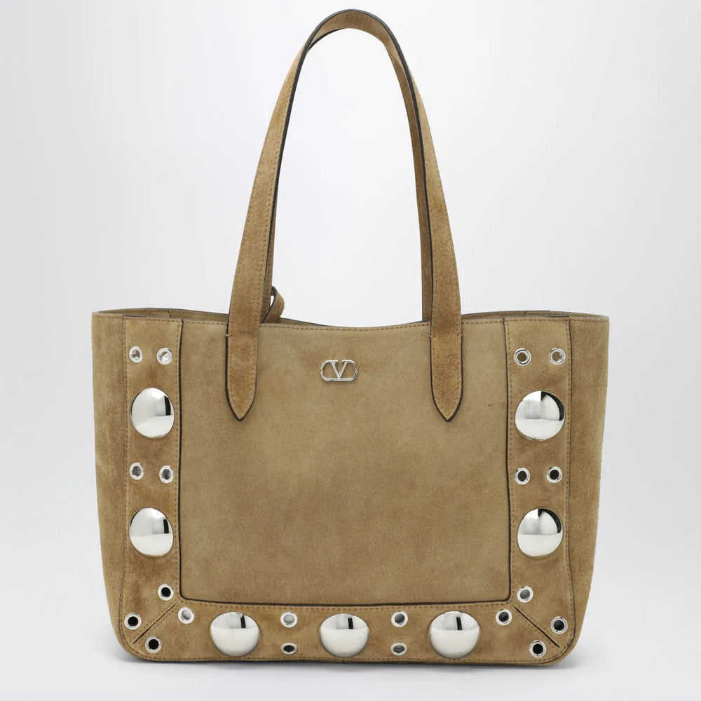 Valentino Garavani - Medium Nellcôte tote bag in Havana suede Brand Apparel & Accessories TU