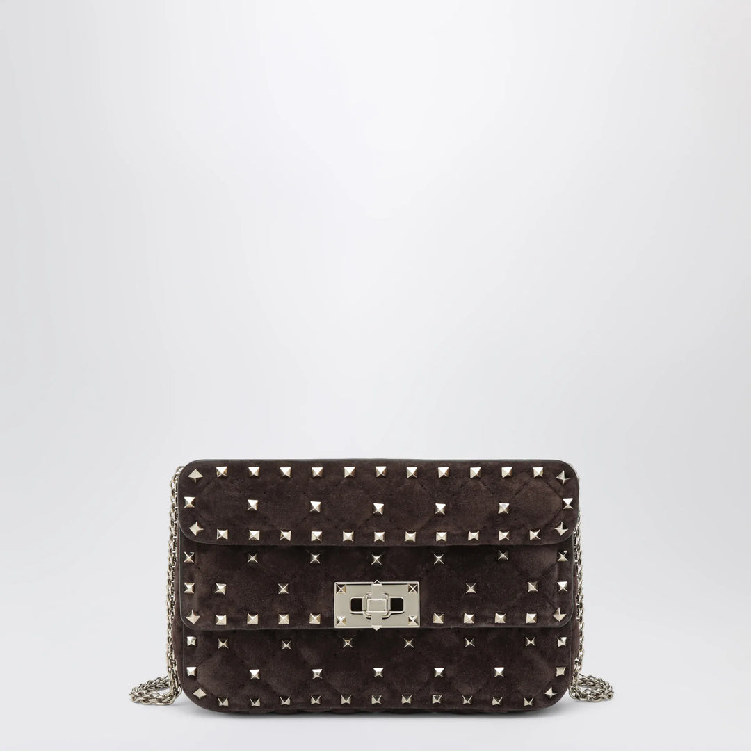 Valentino Garavani - Rockstud Spike bag in brown suede Brand Apparel &amp; Accessories U