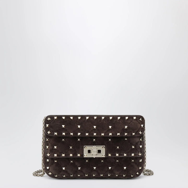 Valentino Garavani - Rockstud Spike bag in brown suede Brand Apparel &amp; Accessories U