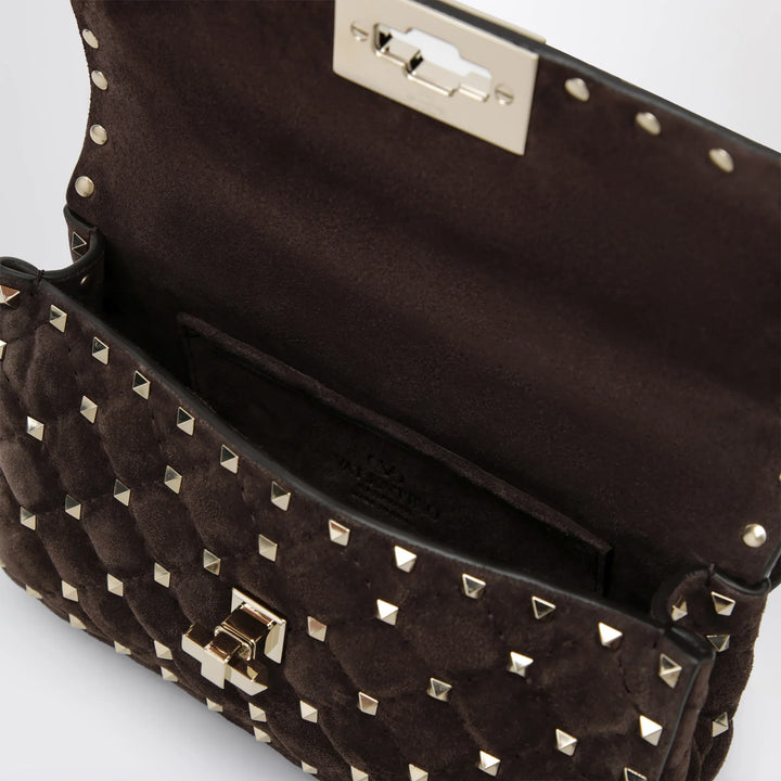 Valentino Garavani - Rockstud Spike bag in brown suede Brand Apparel &amp; Accessories U