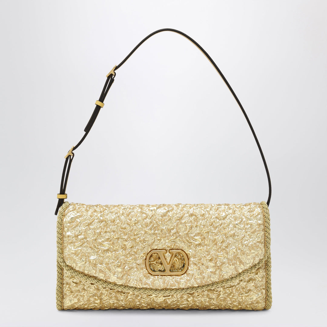 Apparel &amp; Accessories TU Valentino Garavani - Small DeVain bag in gold cloqué jacquard fabric Brand