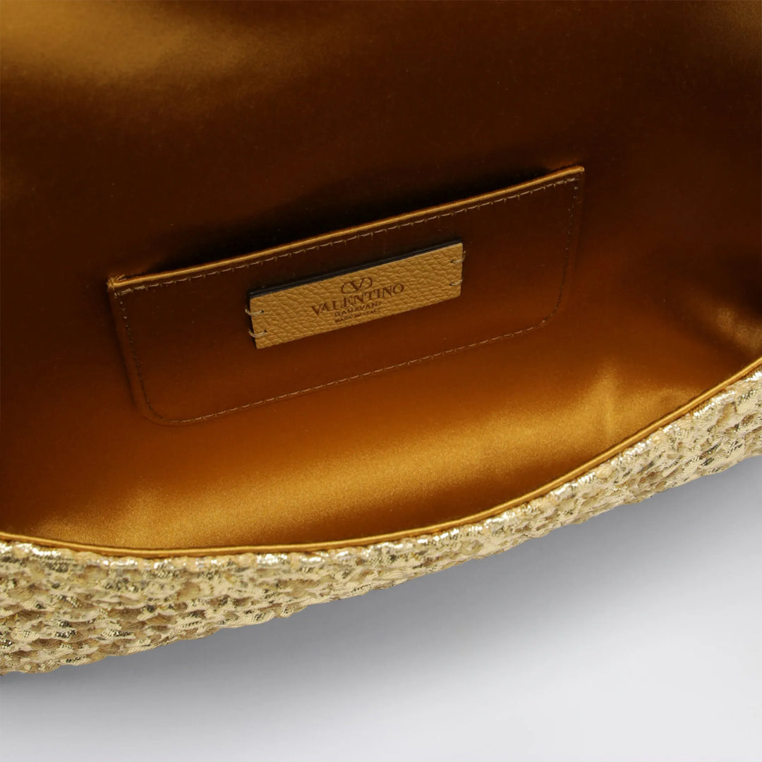 Valentino Garavani - Small DeVain bag in gold cloqué jacquard fabric Brand Apparel &amp; Accessories TU