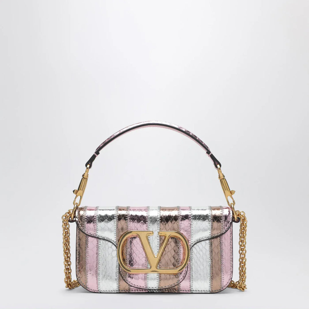 Valentino Garavani - Small Locò shoulder bag in multicolour laminated elaphe leather Brand Apparel &amp; Accessories TU
