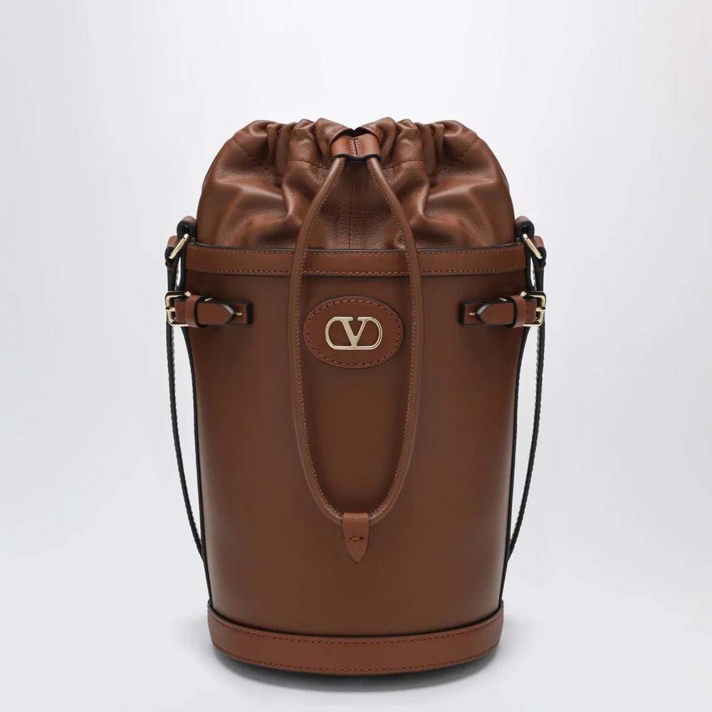 Valentino Garavani - VLogo Signature Bucket Bag in Tobacco Brand Apparel & Accessories TU