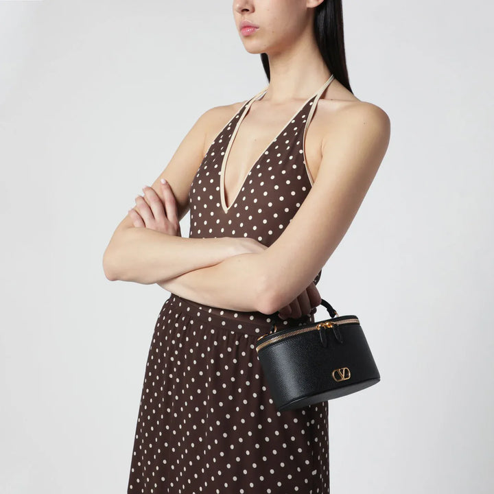 Valentino Garavani - Vlogo Signature Mini Vanity Bag in black grained calfskin Brand Apparel &amp; Accessories TU