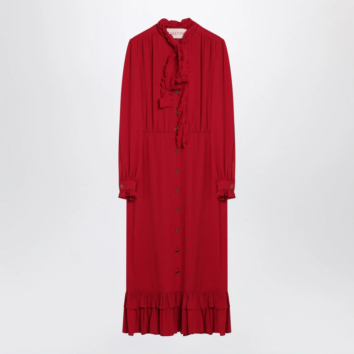 Valentino - Red dress with ruffled bow Brand Apparel &amp; Accessories 44  IT