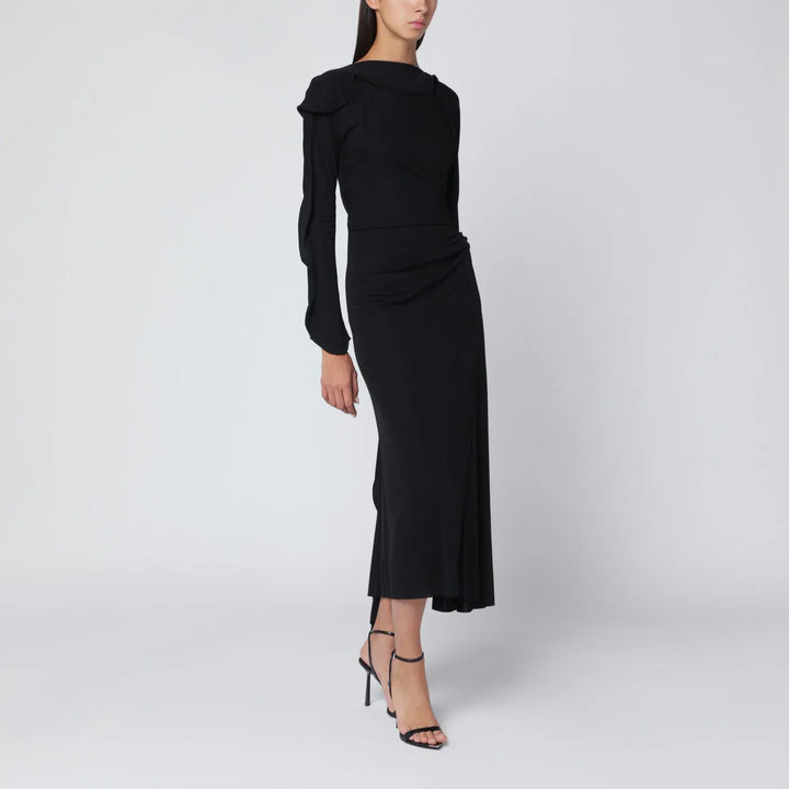 Victoria Beckham - Black midi dress in draped jersey Brand Apparel &amp; Accessories 10 UK