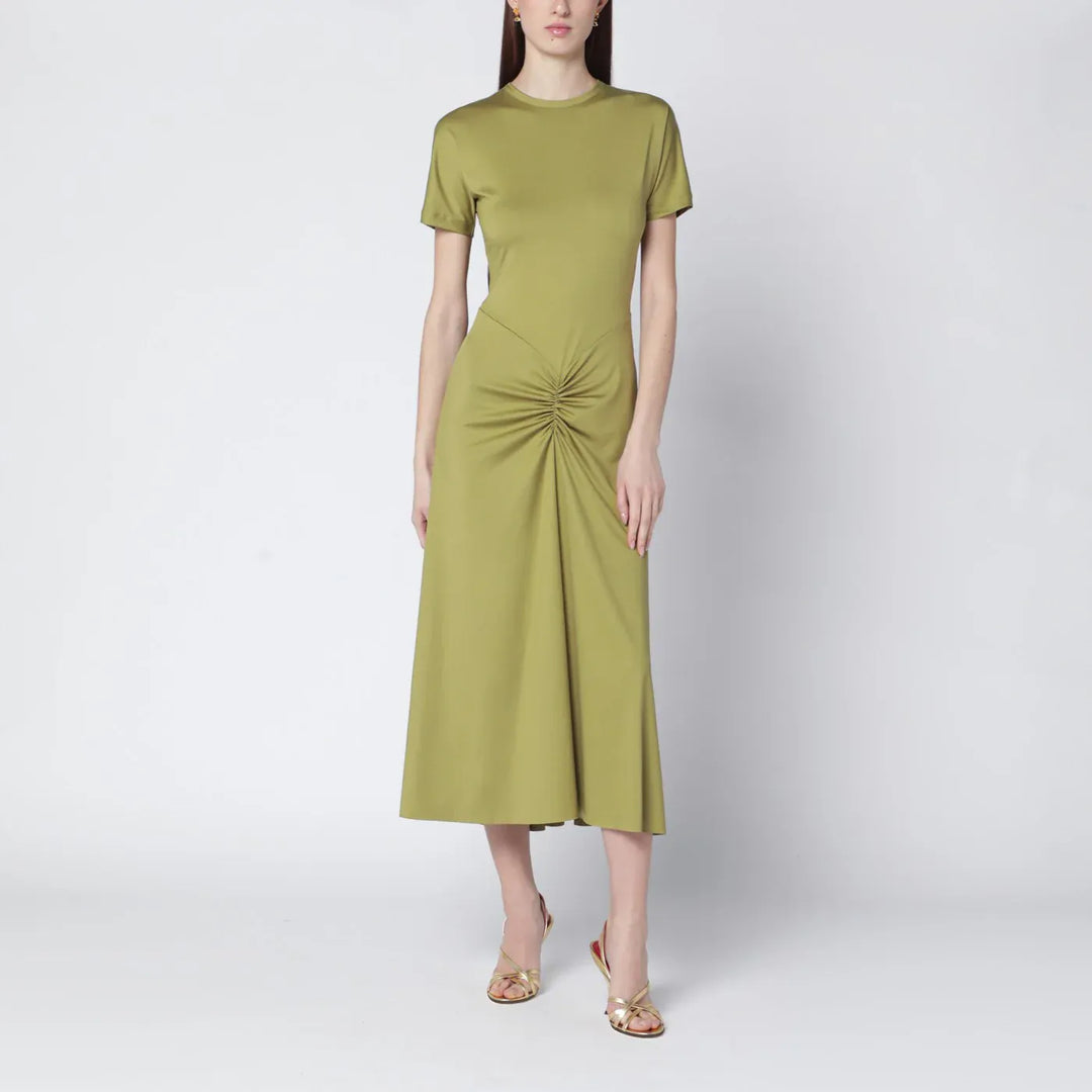 Victoria Beckham - Blaire dress with gathered waist in yellowish green Brand Apparel &amp; Accessories 6 UK