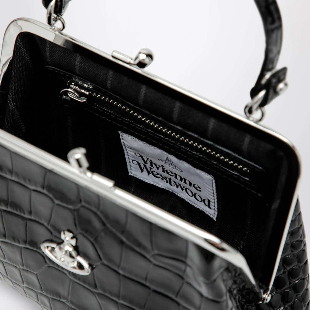 Vivienne Westwood - Granny Frame purse in croc-embossed black leather Brand Apparel &amp; Accessories U