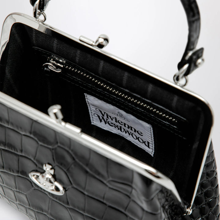 Vivienne Westwood - Granny Frame purse in croc-embossed black leather Brand Apparel &amp; Accessories U