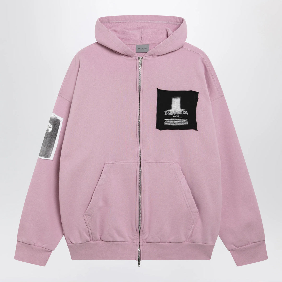 Balenciaga - Antique pink cotton jersey zip-up hoodie Brand XS