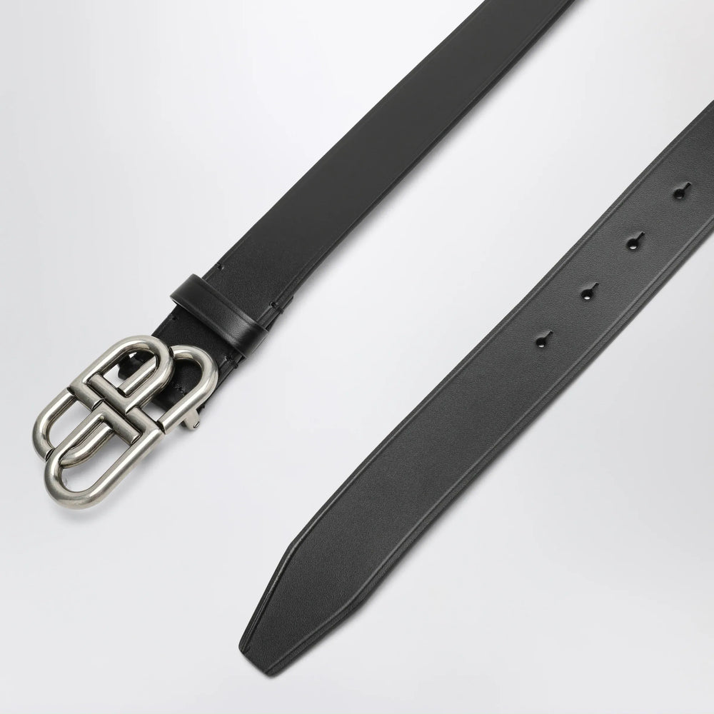 Balenciaga - Black BB leather belt Brand