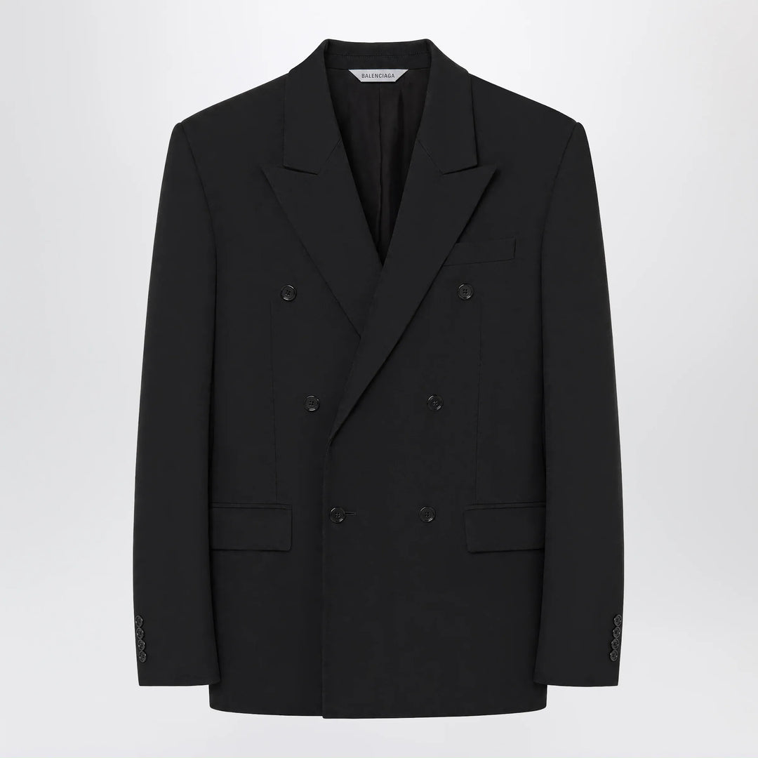 Balenciaga - Double-breasted tailored wool twill jacket in black Brand 48 IT