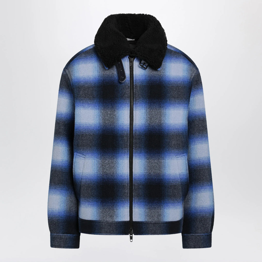 Balenciaga - Plaid wool flannel bomber jacket in blue/black Brand 50 IT