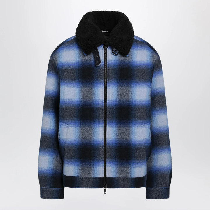 Balenciaga - Plaid wool flannel bomber jacket in blue/black Brand 50 IT