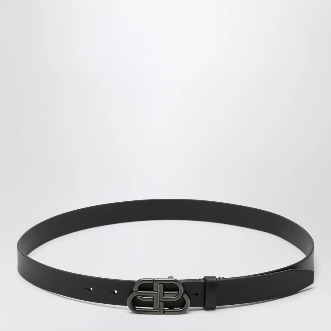 Balenciaga - Slim BB belt in calfskin leather in black Brand 75 EU