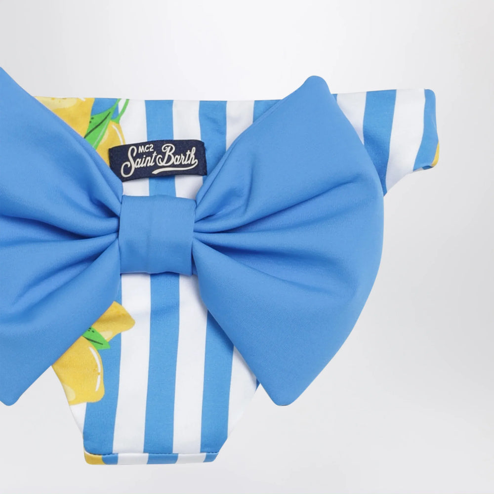 MC2 Saint Barth - Striped Briefs with Lemon Print and Bow Brand Bikini 2Y