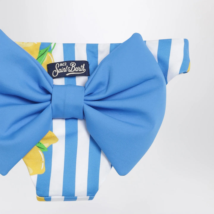 MC2 Saint Barth - Striped Briefs with Lemon Print and Bow Brand Bikini 2Y