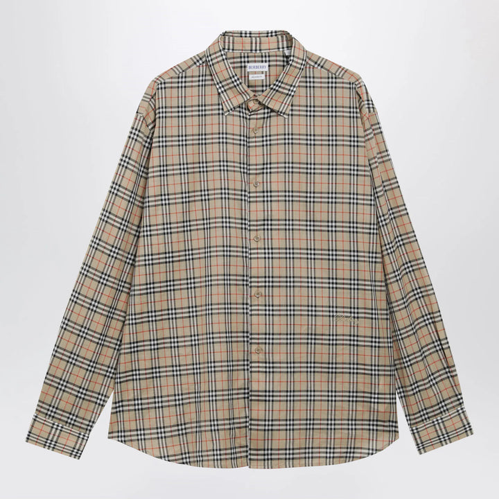 Burberry - Beige Check Cotton Shirt Brand XL