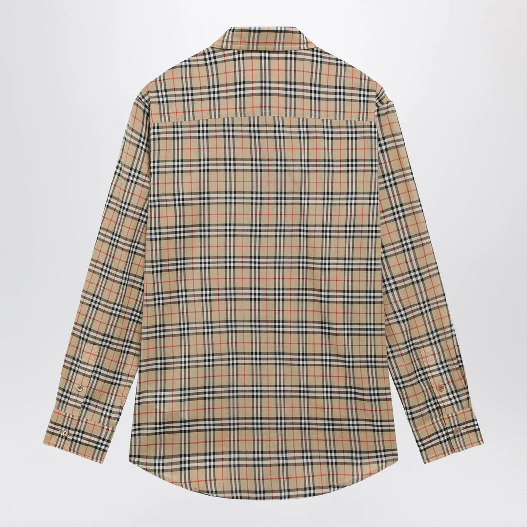 Burberry - Beige cotton shirt with Check pattern Brand