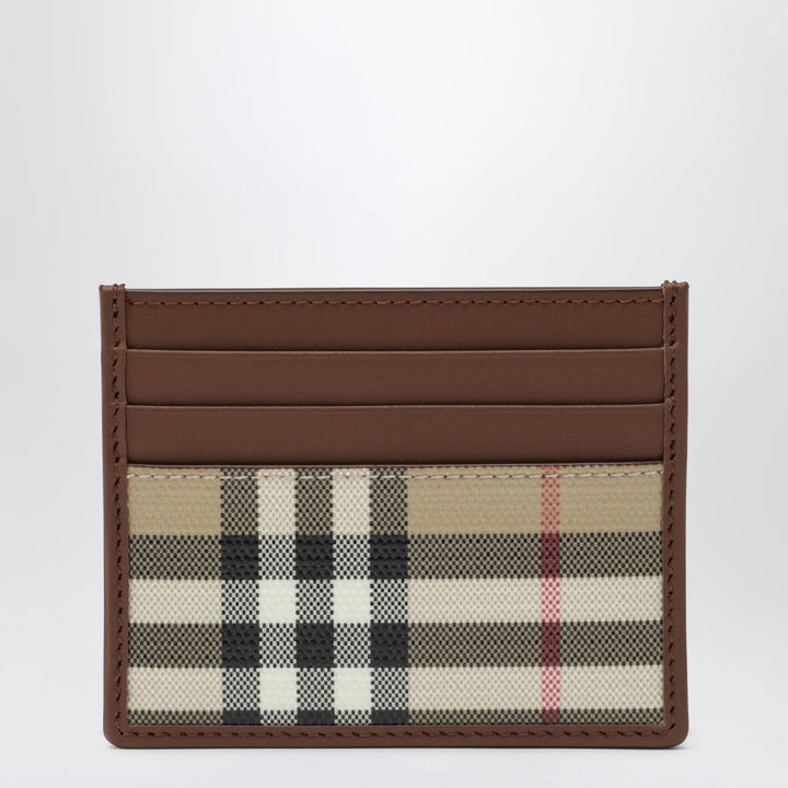 Burberry - Check credit card holder in coated cotton, beige Brand U