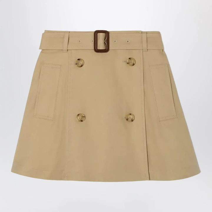 Burberry - Cotton twill trench skirt in sand beige Brand 4Y