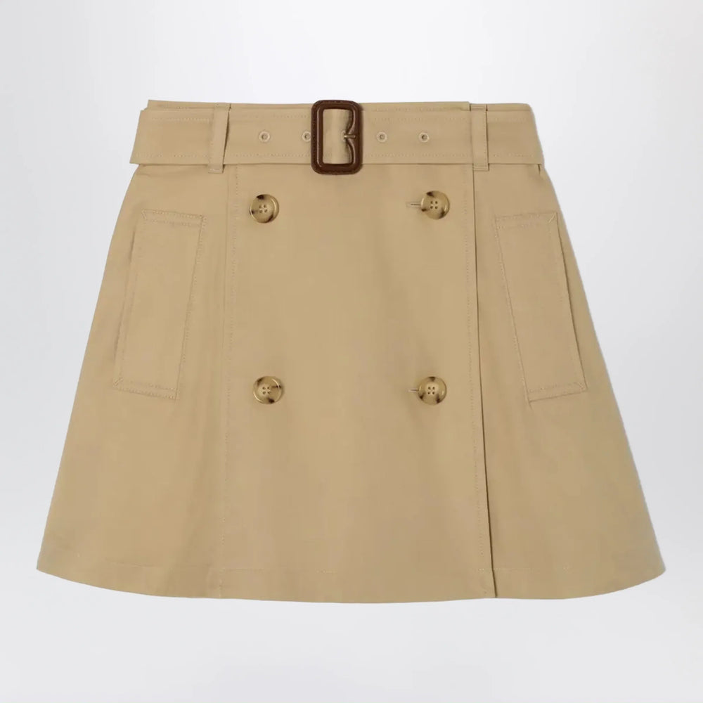 Burberry - Cotton twill trench skirt in sand beige Brand 4Y