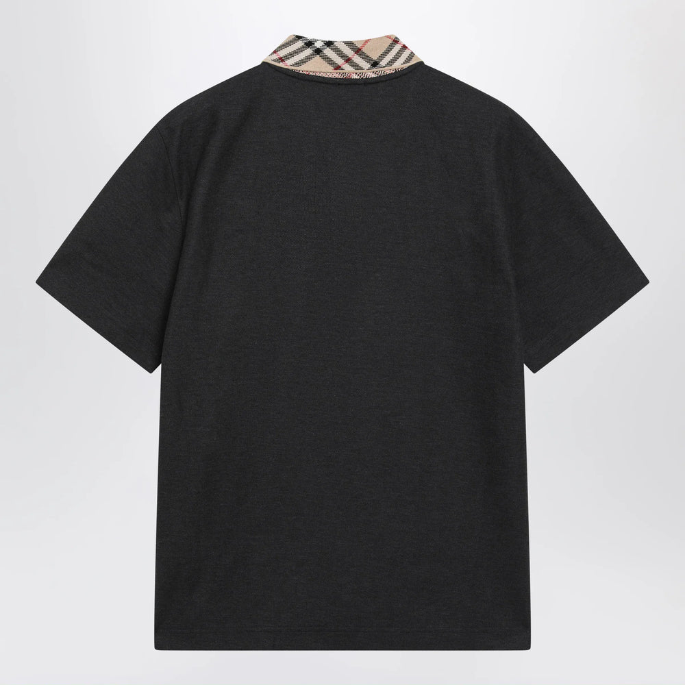 Burberry - Dark grey polo shirt with Check collar Brand