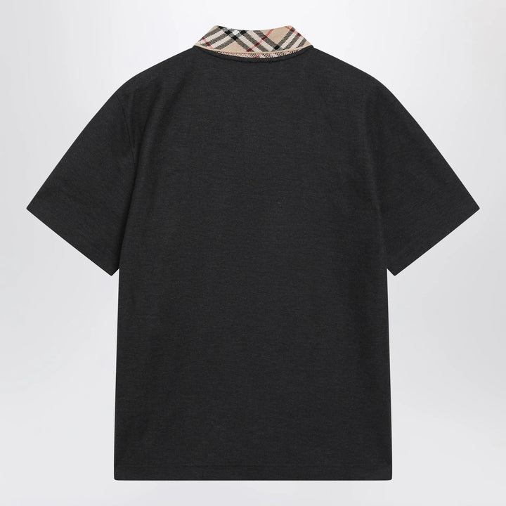 Burberry - Dark grey polo shirt with Check collar Brand