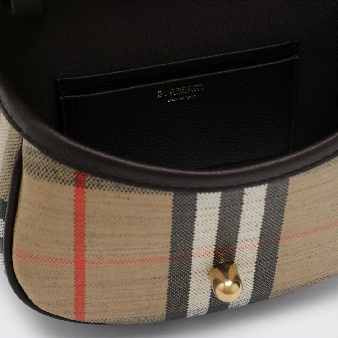 Burberry - Highlands mini bag in cotton and linen Sand Brand U