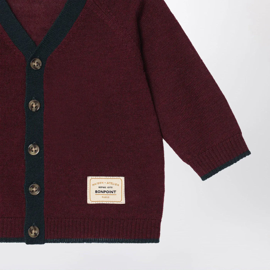 Bonpoint - Burgundy wool cardigan Brand Cardigan 3A