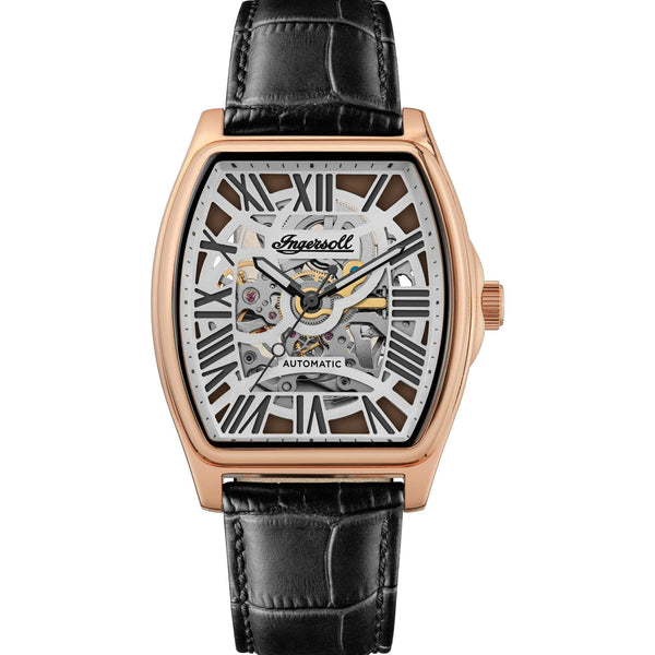 Ingersoll The California Automatic Rose Gold Black Leather Strap