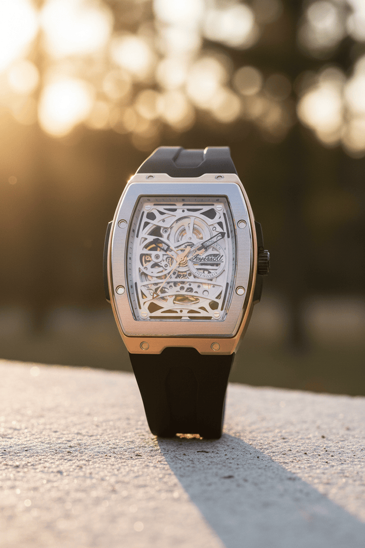 Ingersoll The Challenger Automatic Two Tone Black Rubber Strap Watch Brand Chronograph Watches
