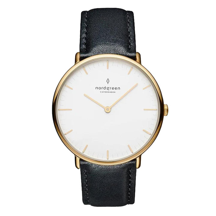 Nordgreen Chronograph Watches Nordgreen Native 40mm Yellow Gold Case Black Leather Watch Nordgreen Native 40mm Yellow Gold Case Black Leather Watch Brand