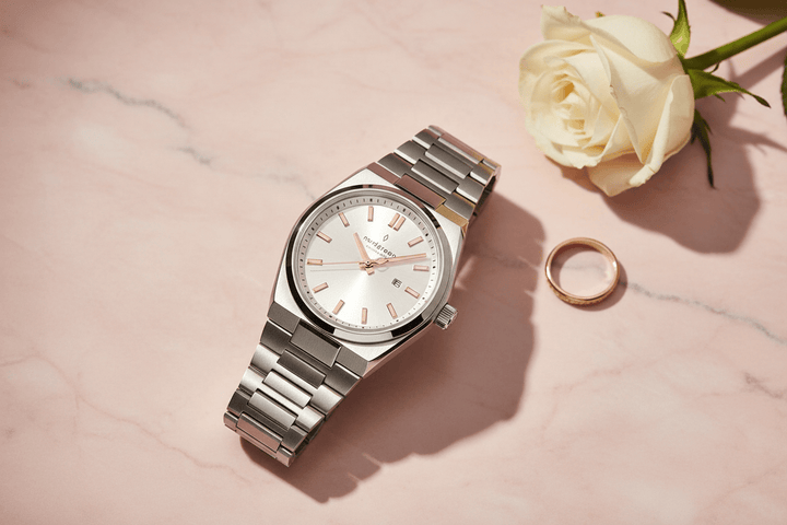 Nordgreen Succession 35mm Silver Dial &amp; Rose Gold Brand Chronograph Watches