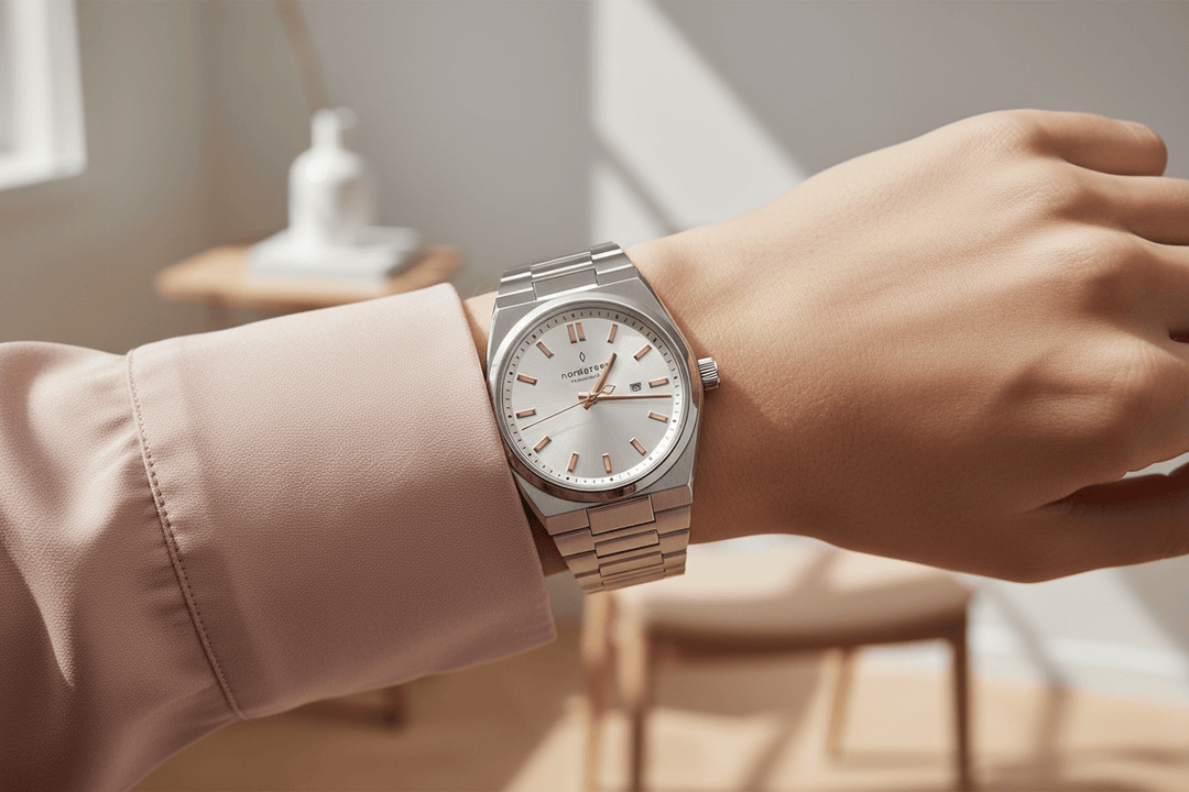 Nordgreen Succession 35mm Silver Dial &amp; Rose Gold Brand Chronograph Watches