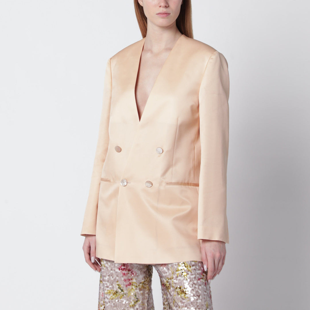 Coats & Jackets Alberta Ferretti - Beige double-breasted jacket in silk organza Brand