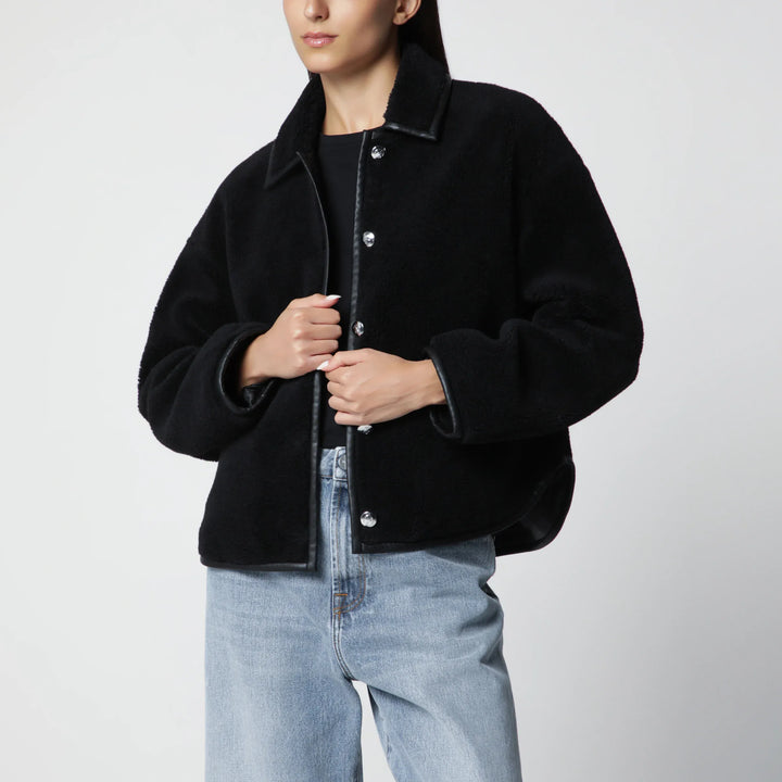 ANINE BING - Black shearling-effect jacket Brand Coats &amp; Jackets S