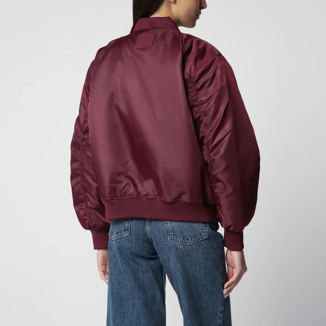 ANINE BING - Leon zip-up bomber jacket in burgundy Brand Coats &amp; Jackets