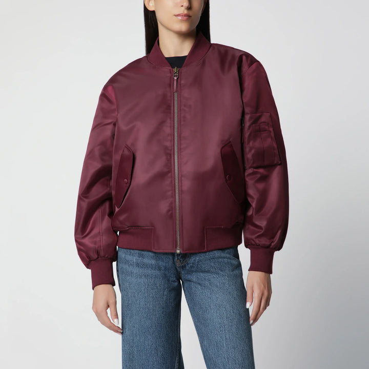 ANINE BING - Leon zip-up bomber jacket in burgundy Brand Coats &amp; Jackets XS