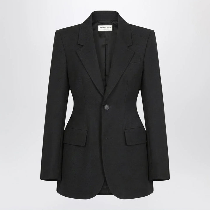 Balenciaga - Hourglass jacket in black wool twill Brand Coats &amp; Jackets 38  FR