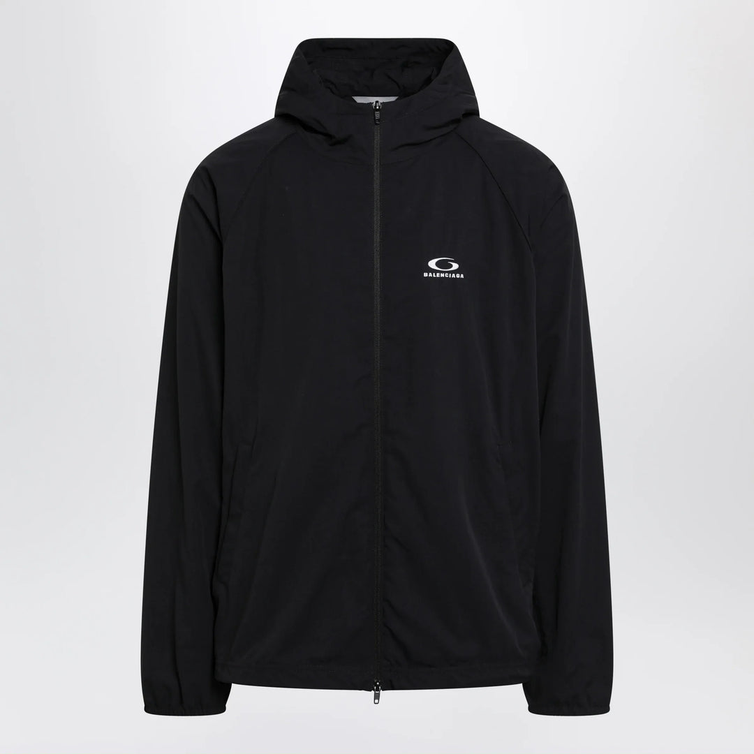 Balenciaga - Technical hooded track jacket in polyamide, black Brand Coats &amp; Jackets S