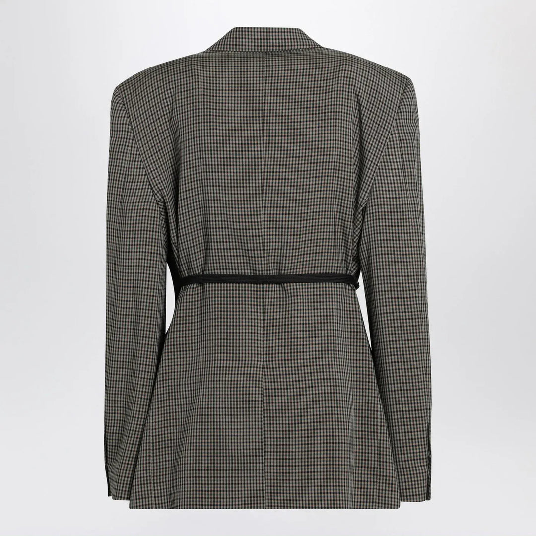 Balenciaga - Vichy-pattern jacket with side lace detail Brand Coats &amp; Jackets